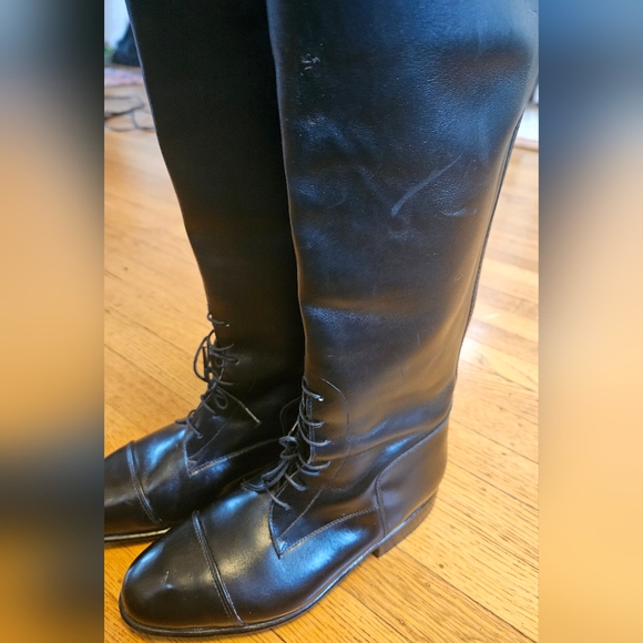 Konigs Black Leather Woman's Equestrian Riding Boots - US Size 6 Tall with Laces - Picture 3 of 11